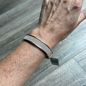 Crystal accents in wide cuff bangle with hinge NWT